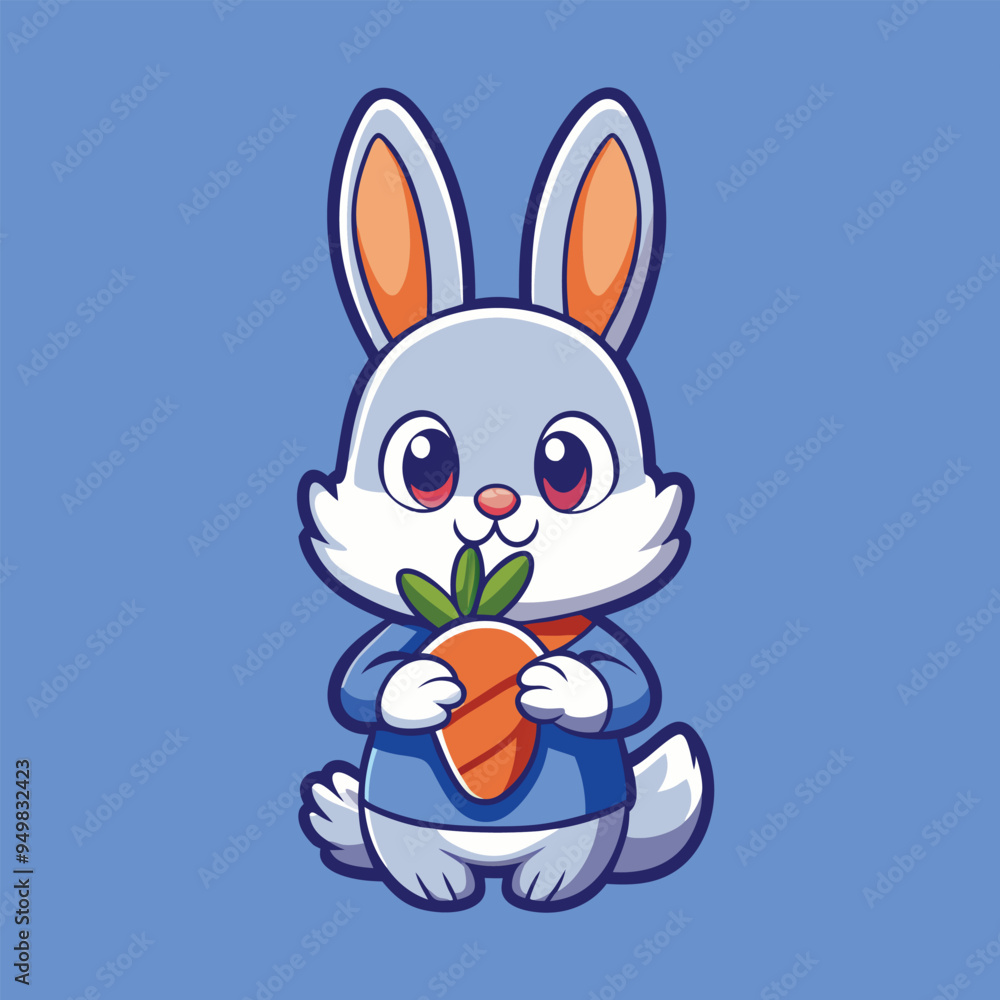 Obraz premium Cute Rabbit eating Carrot vector illustration