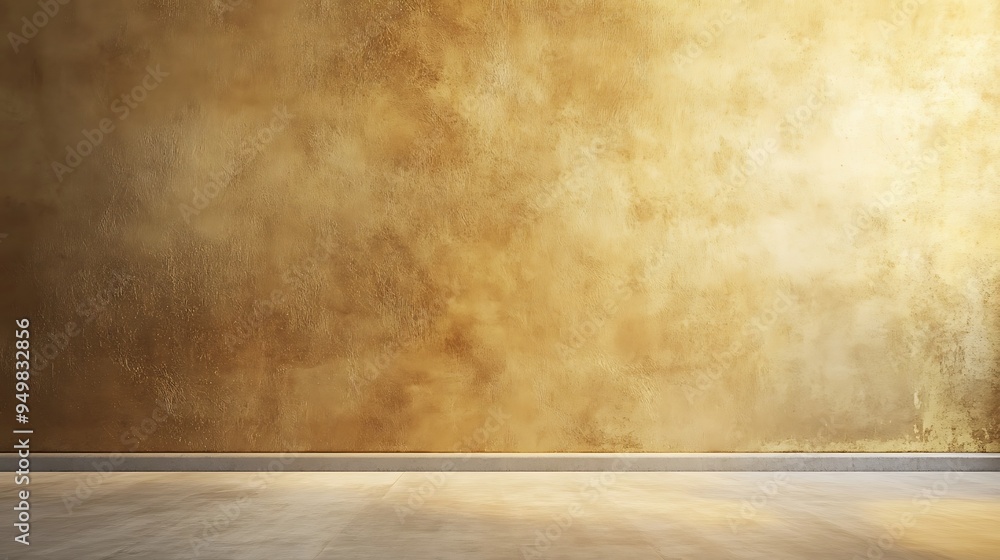 Golden Wall and Wooden Floor Golden Wall and Wooden Floor