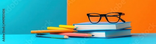 Study notes flat design side view exam theme animation vivid