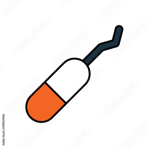 periodontal scaler color line icon with white background vector stock illustration