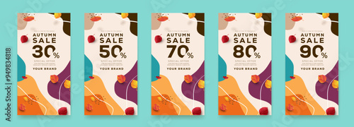 Autumn Gift sale promotion Coupon banner abstract background template. Elegant Autumn Voucher Design.