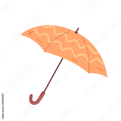 Yellow umbrella isolated on white background. Autumn element. Rain protection.