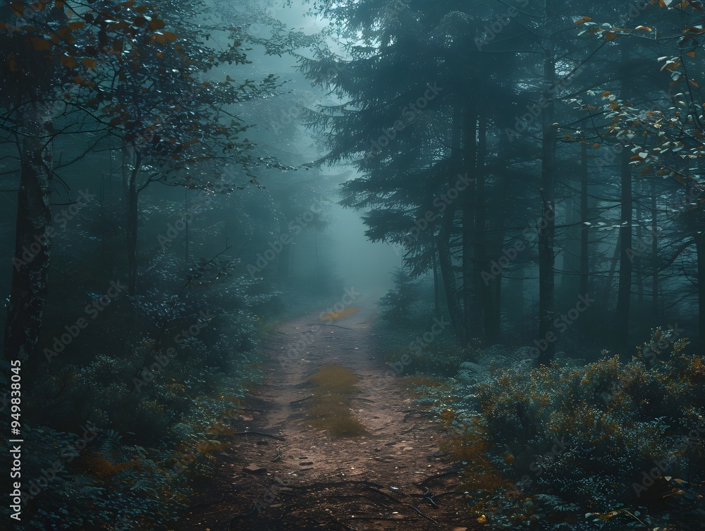 Mysterious Misty Forest Path into the Enchanted Wilderness Mysterious Misty Forest Path into the Enchanted Wilderness