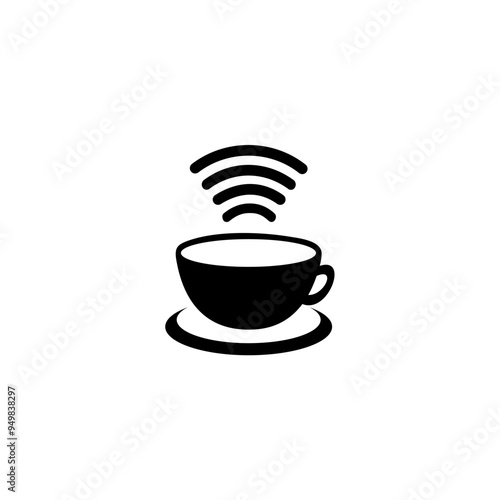 Mug drink wifi symbol vector, coffee signal. Ilustration vector.