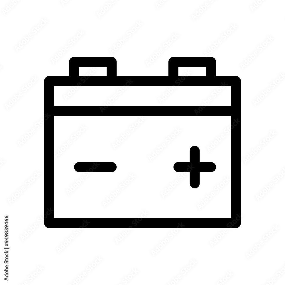 Car battery icon in black, outline style and transparent background Car battery icon in black, outline style and transparent background