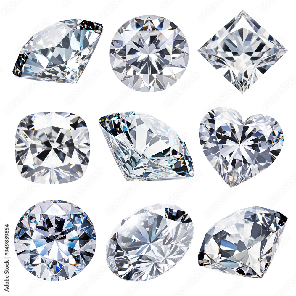 Fototapeta premium PNG jewelry diamond element set, transparent background