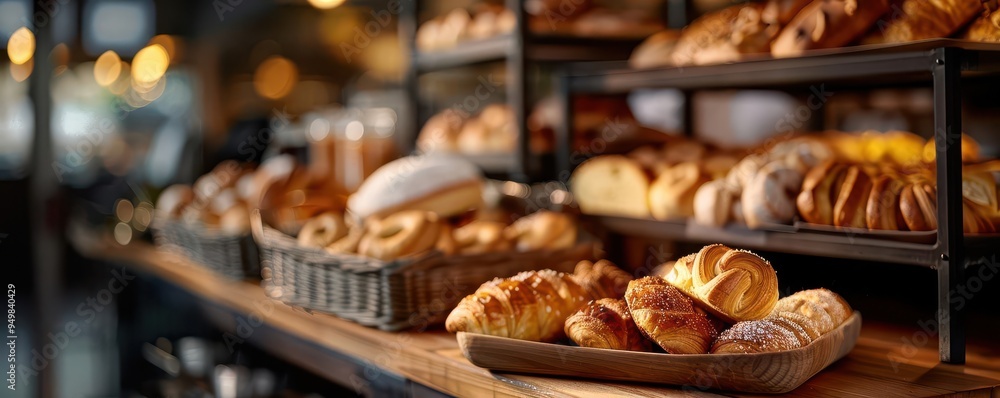 French bakery with pastries and breads, warm and inviting, Cozy, Warm tones, Photograph, Culinary detail French bakery with pastries and breads, warm and inviting, Cozy, Warm tones, Photograph, Culinary detail