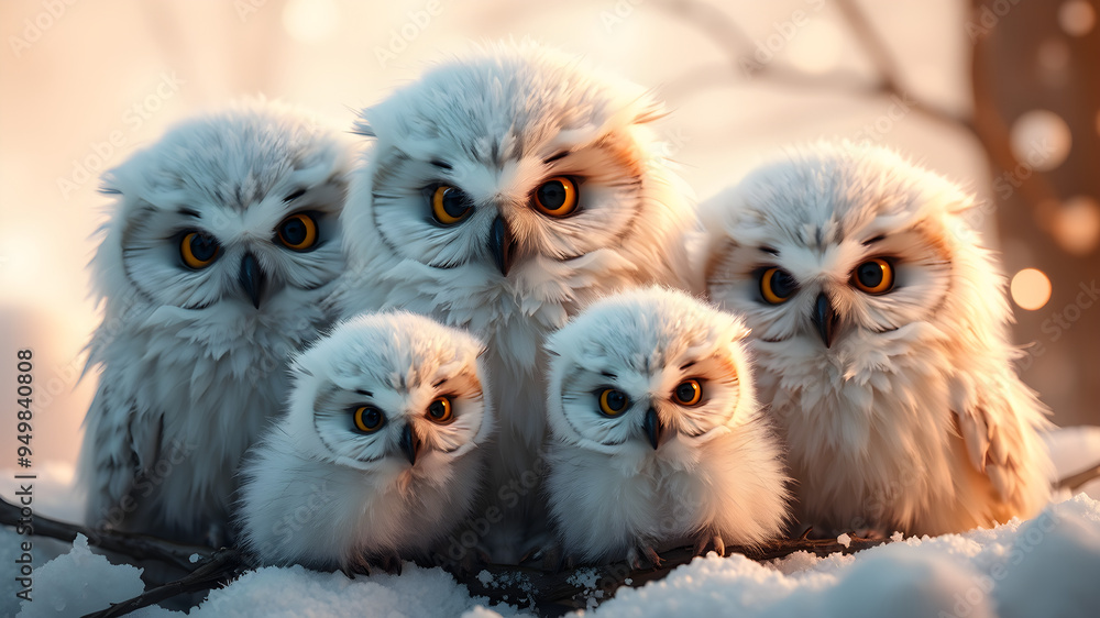 Cute owl in the snow Cute owl in the snow
