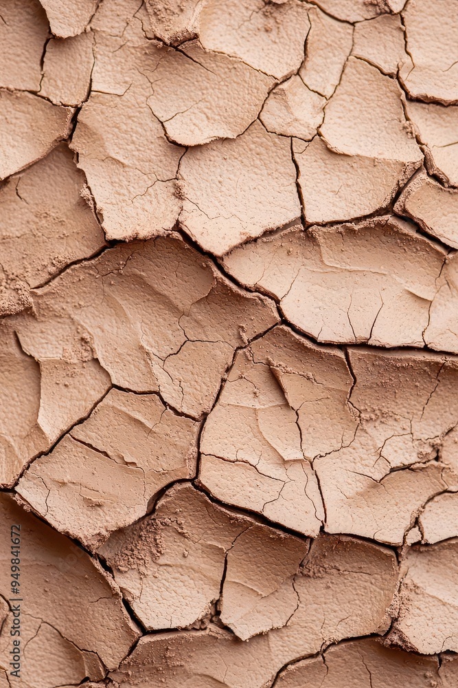 Textured clay surface with cracks, macro shot, earthy tones Textured clay surface with cracks, macro shot, earthy tones