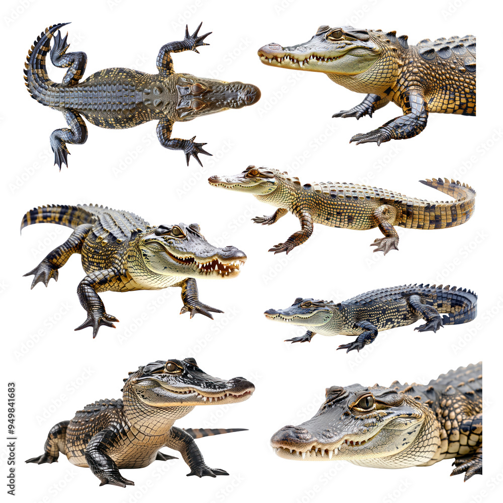 Naklejka premium PNG crocodile element set, transparent background