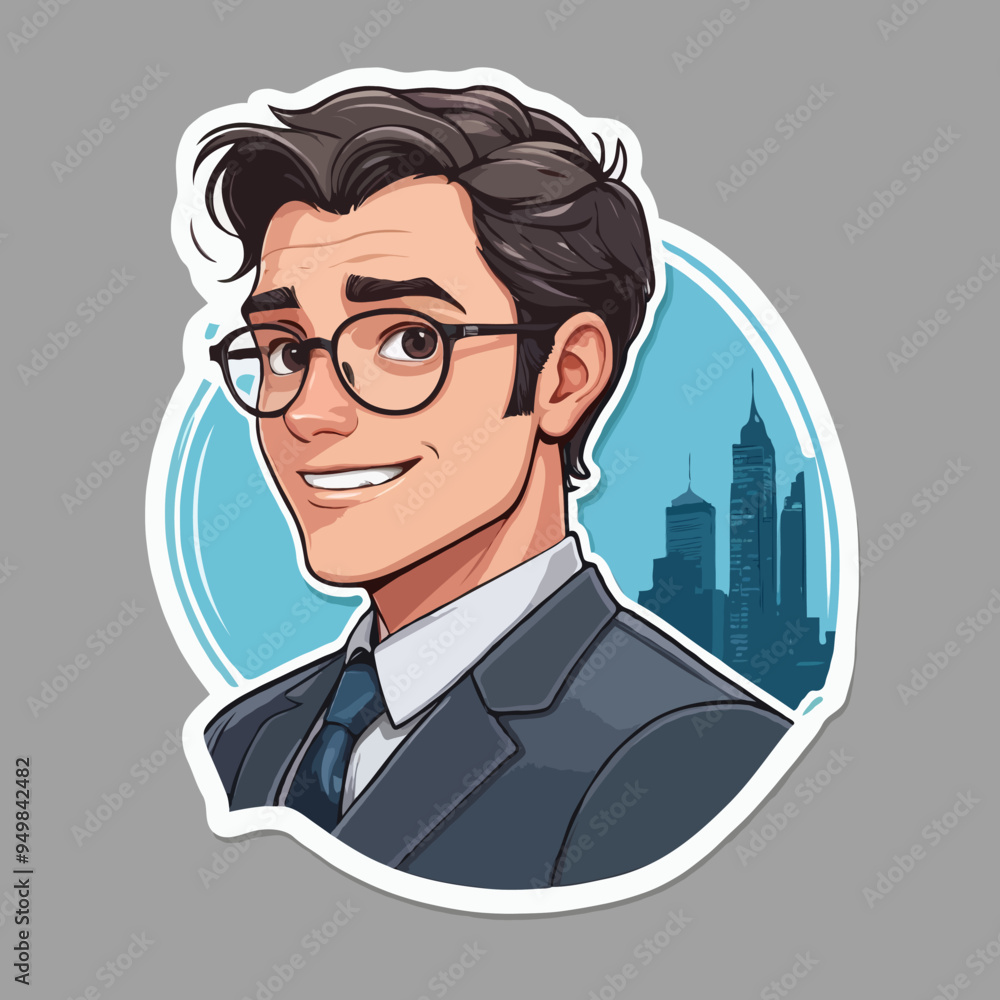 Businessman Cartoon sticker Victor illustration Businessman Cartoon sticker Victor illustration