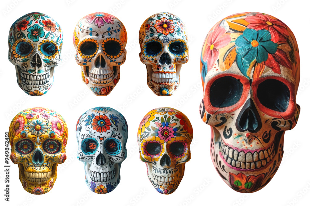 PNG cinco de mayo skull element set, transparent background PNG cinco de mayo skull element set, transparent background