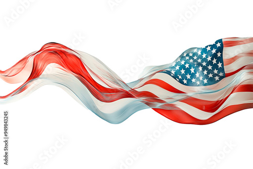 USA flag fluttering on transparent background