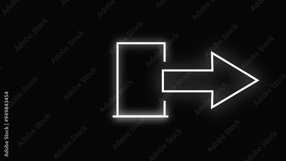 arrow icon means left direction go out white color animation on dark background. arrow icon means left direction go out white color animation on dark background.