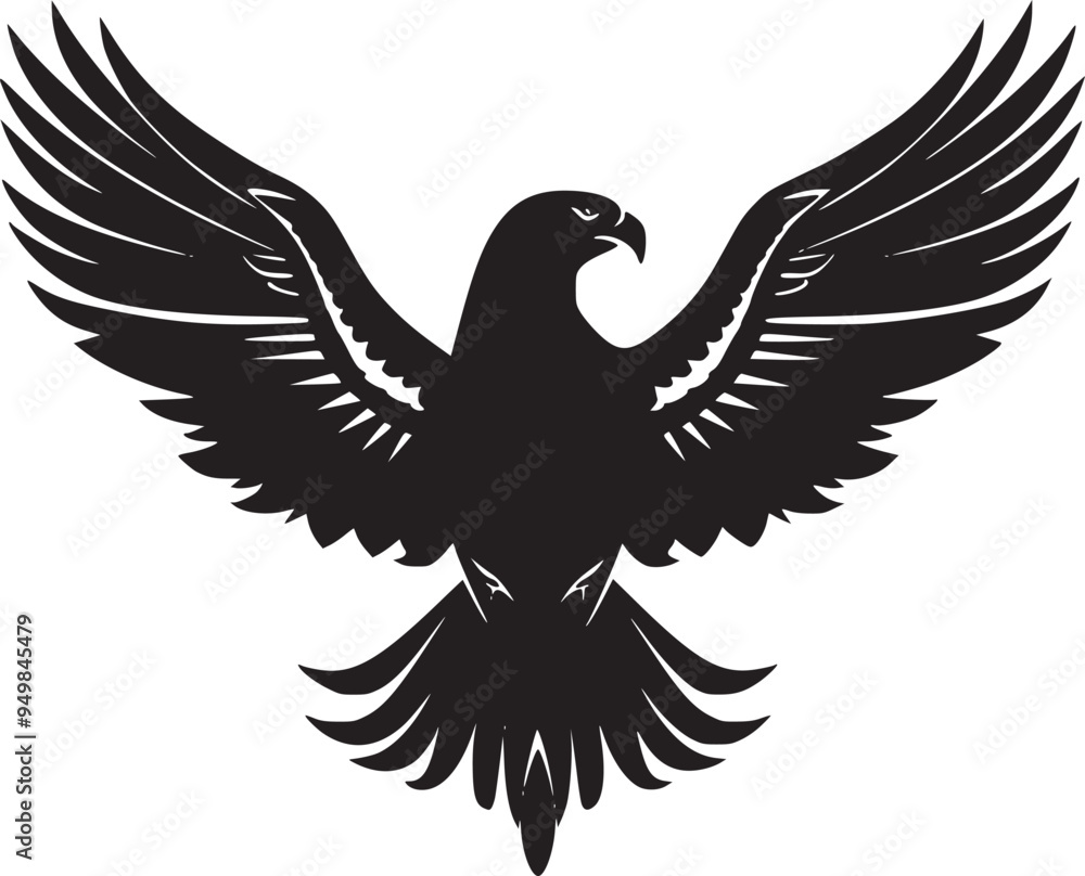 Obraz premium Soaring Black Eagle: A Powerful Vector Graphic for Bold Designs