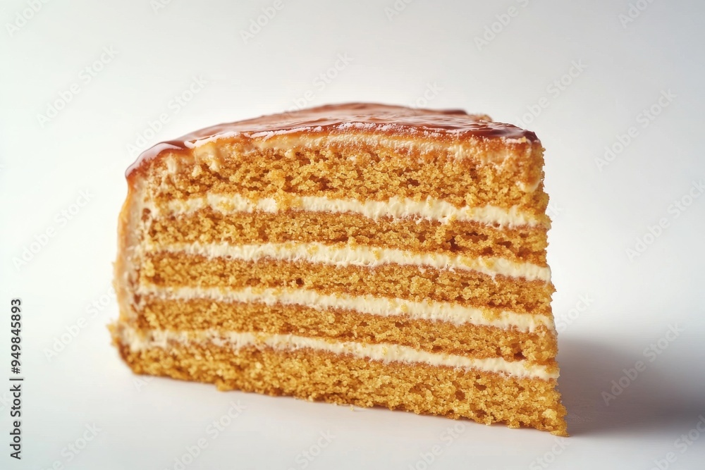 Thousand Layer Cake, A rich, layered cake made from butter and spices, popular during festive occasions. Isolated on White Background Thousand Layer Cake, A rich, layered cake made from butter and spices, popular during festive occasions. Isolated on White Background