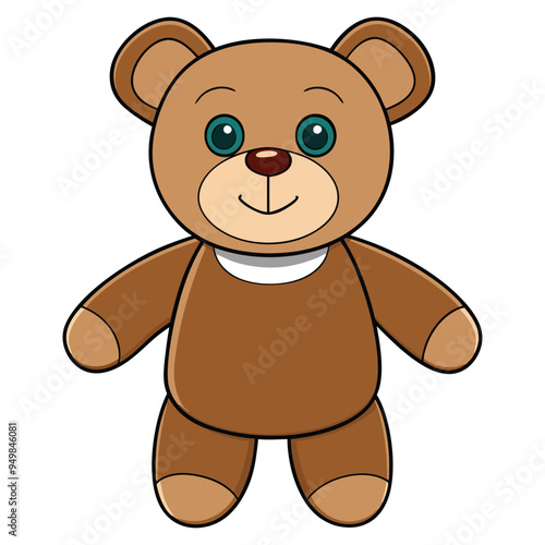 Cute teddy bear doll cartoon vector