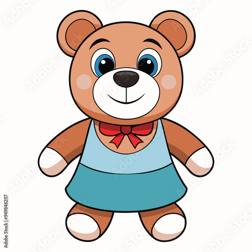 Cute teddy bear doll cartoon vector