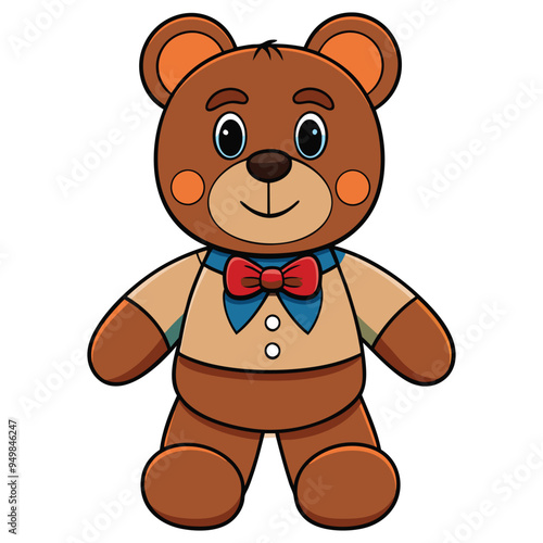 Cute teddy bear doll cartoon vector