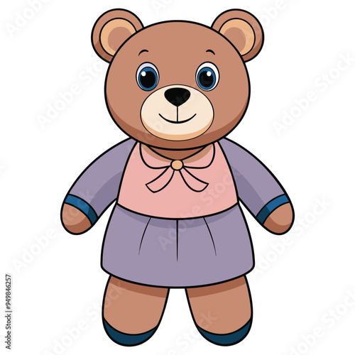 Cute teddy bear doll cartoon vector
