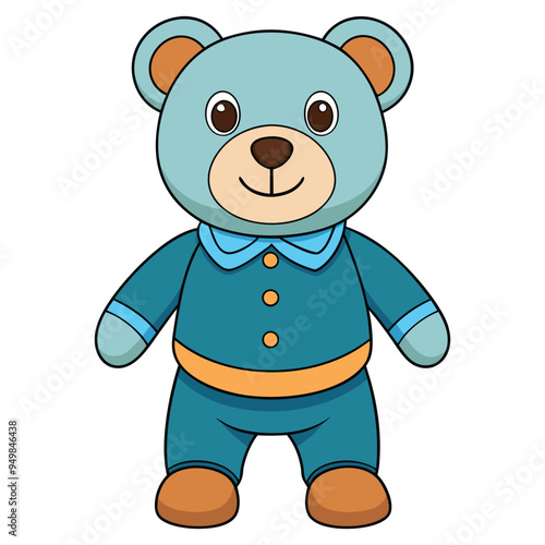 Cute teddy bear doll cartoon vector