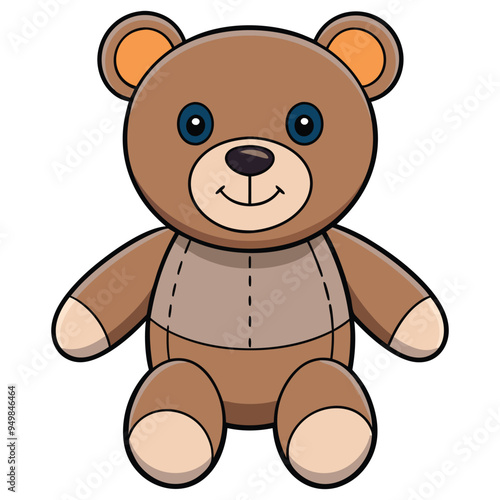 Cute teddy bear doll cartoon vector