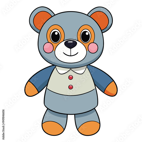 Cute teddy bear doll cartoon vector