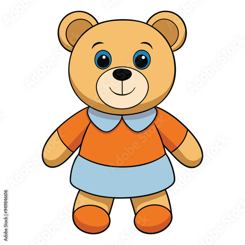 Cute teddy bear doll cartoon vector