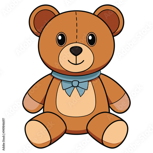 Cute teddy bear doll cartoon vector