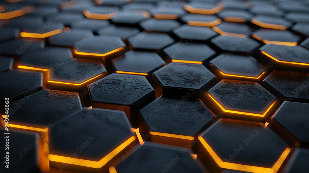 Futuristic background of hexagonal grid with glowing lines Futuristic background of hexagonal grid with glowing lines