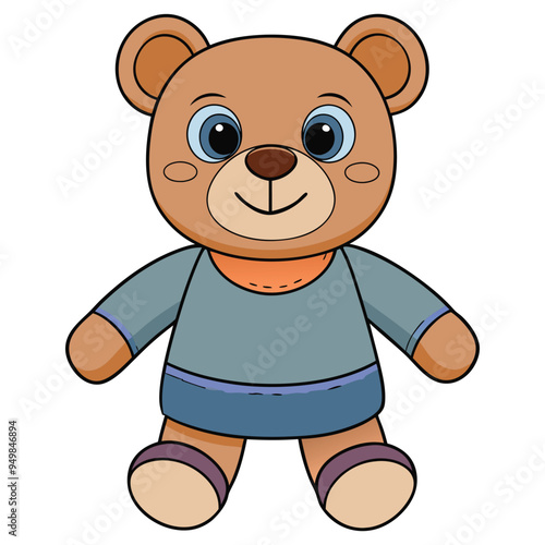 Cute teddy bear doll cartoon vector