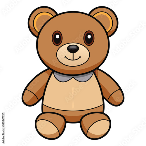 Cute teddy bear doll cartoon vector