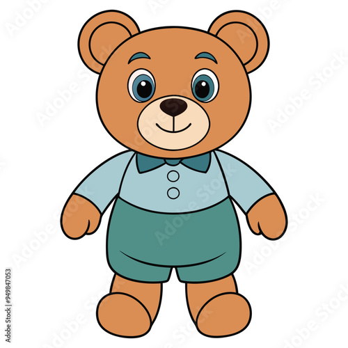 Cute teddy bear doll cartoon vector