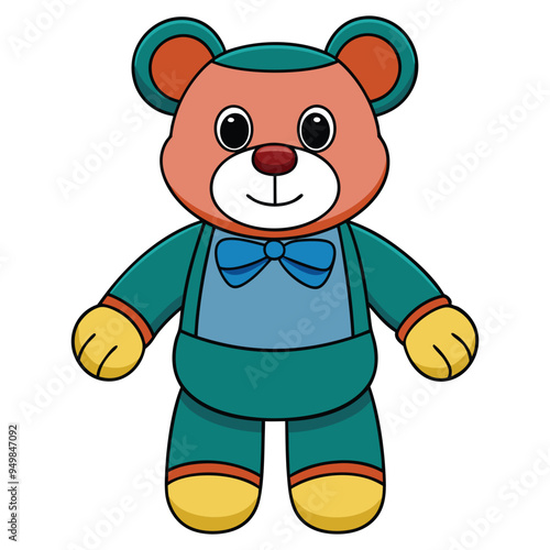 Cute teddy bear doll cartoon vector