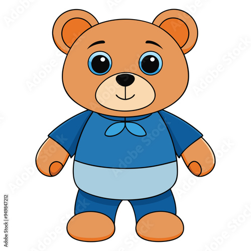 Cute teddy bear doll cartoon vector