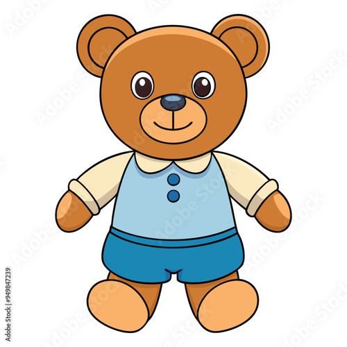 Cute teddy bear doll cartoon vector