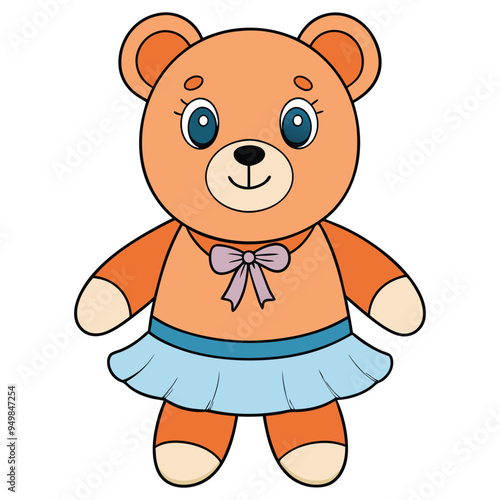 Cute teddy bear doll cartoon vector