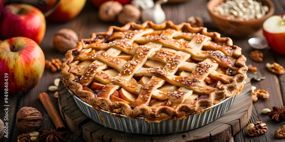 Homemade Apple Pie with fresh apples on white kitchen table, top view, flat lay Homemade Apple Pie with fresh apples on white kitchen table, top view, flat lay