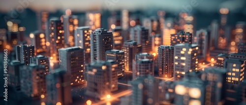 Wallpaper Mural A stunning cityscape at twilight, with city lights flickering in the soft evening glow, capturing the intricate maze of high-rises in a dreamy ambiance. Torontodigital.ca