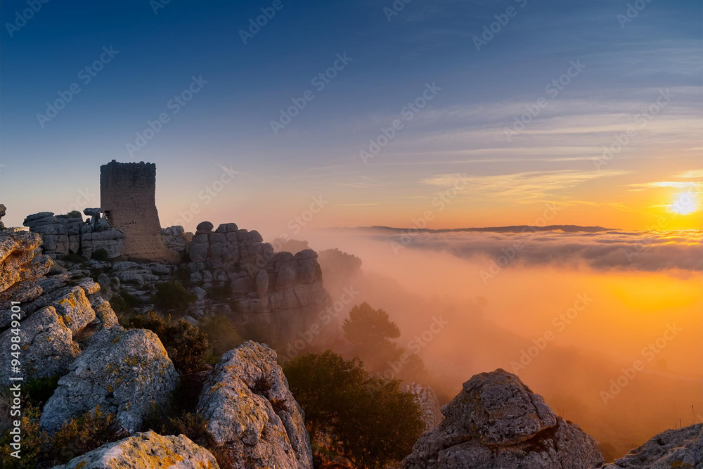 Fototapeta premium The Torcal de Antequera in the mist