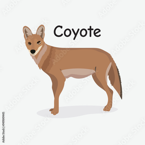 Coyote Vector Illustration: Wild Canine Animal