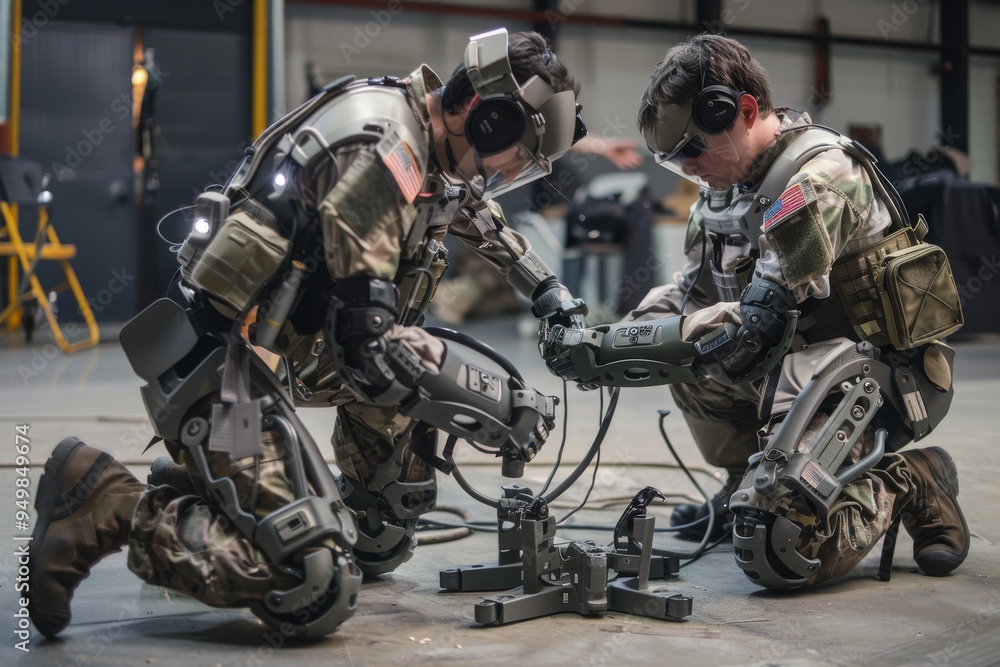 Army robots undergoing testing in the UK, showcasing advanced technology for military applications and operations, AI generated Army robots undergoing testing in the UK, showcasing advanced technology for military applications and operations, AI generated