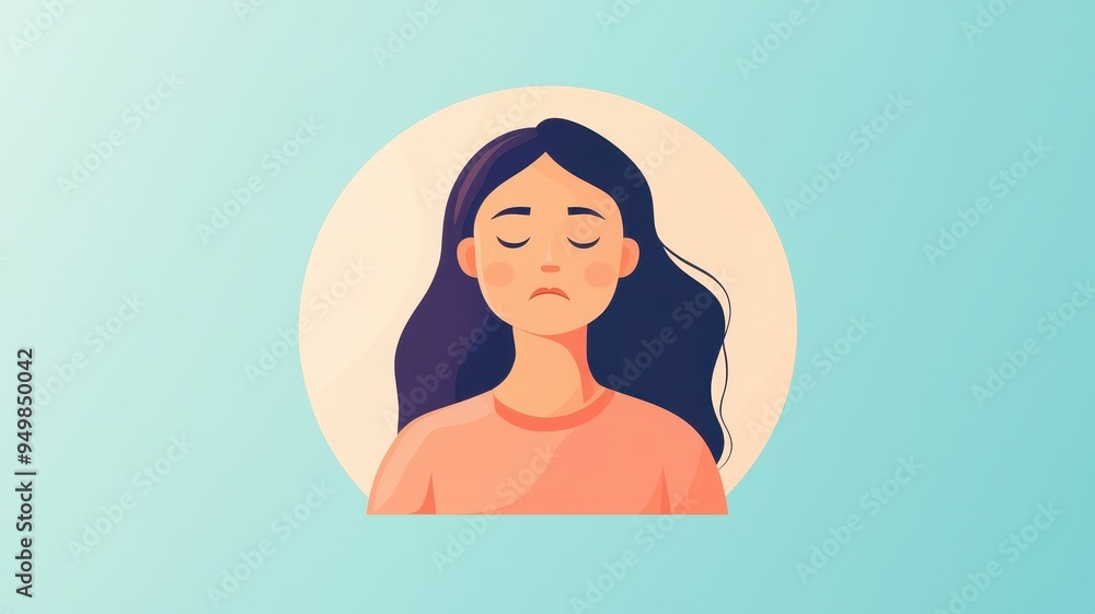 A serene illustration of a thoughtful young woman with long hair, conveying calmness and introspection. A serene illustration of a thoughtful young woman with long hair, conveying calmness and introspection.