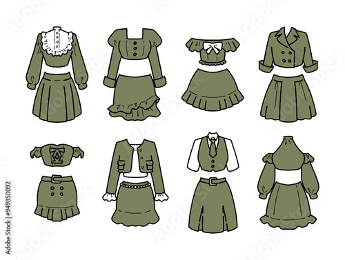 オリーブのアイドル衣装のイラストセット