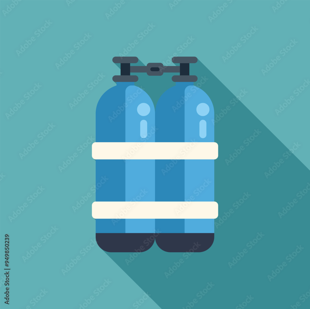 Fototapeta premium Two full oxygen tanks connected together, ready for a scuba diving session
