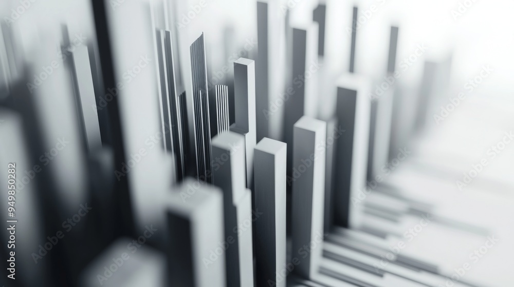 A close-up of a 3D bar chart with bars in varying heights, detailed with texture and shadow effects, and a clean white background highlighting the chart clarity and precision. A close-up of a 3D bar chart with bars in varying heights, detailed with texture and shadow effects, and a clean white background highlighting the chart clarity and precision.
