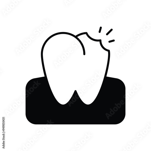 cavity glyph icon with white background vector stock illustration