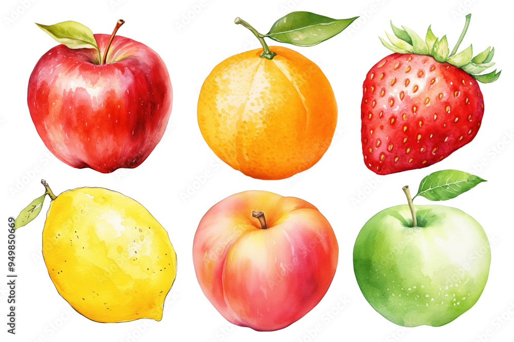 PNG watercolor fruits & vegetables element set, transparent background PNG watercolor fruits & vegetables element set, transparent background