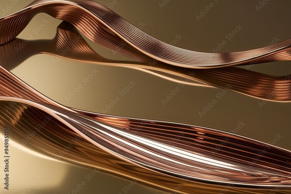 Captivating Reflection of Bronze Waves on a Metallic Gold Base for Modern Interior Design Captivating Reflection of Bronze Waves on a Metallic Gold Base for Modern Interior Design