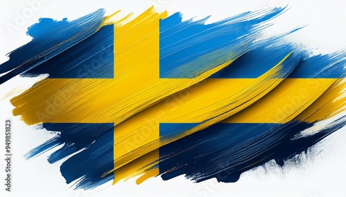 sweden flag in abstract brushstroke style